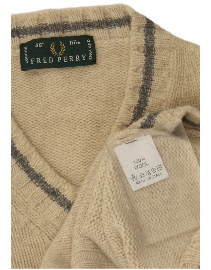 Fred Perry Jersey Con Cuello En V Para Hombre De Lana Beige Grande