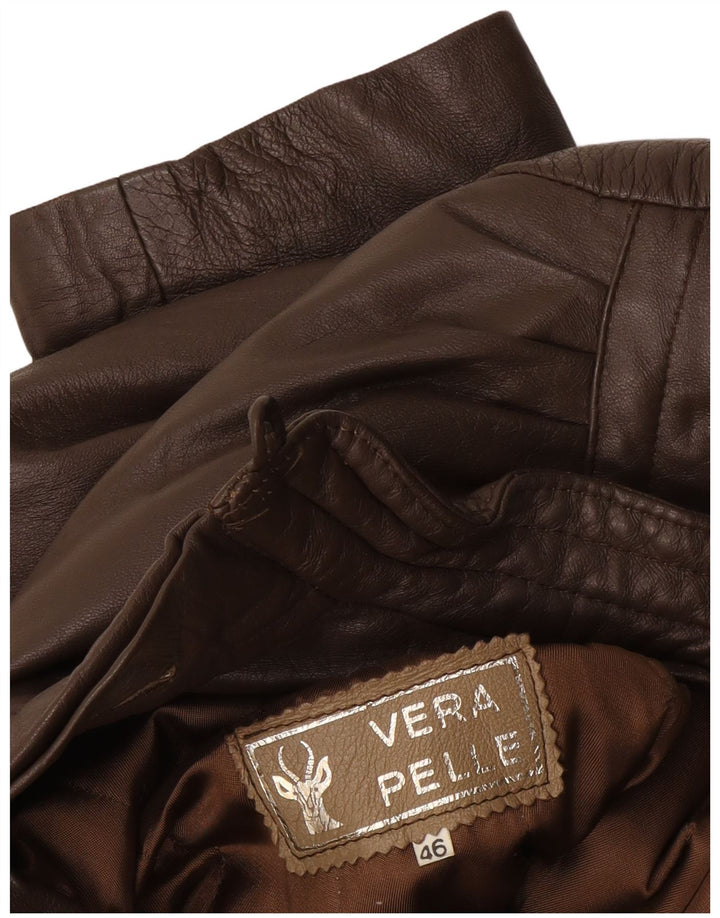 Chaqueta de cuero vintage para mujer IT 46 cuero marrón grande
