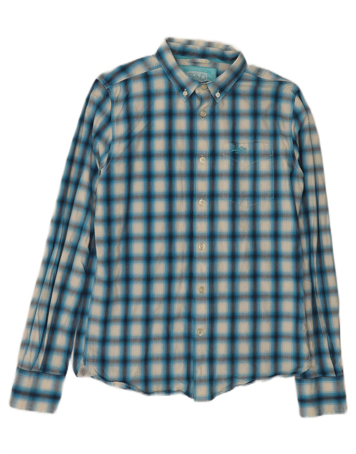 Camisa Superdry para hombre de algodón a cuadros azules grandes