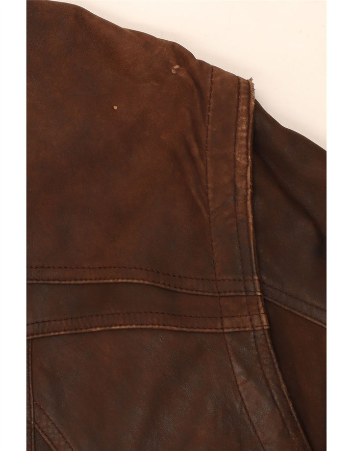 Morena Chaqueta De Cuero Hombre IT 50 Grande Cuero Marrón