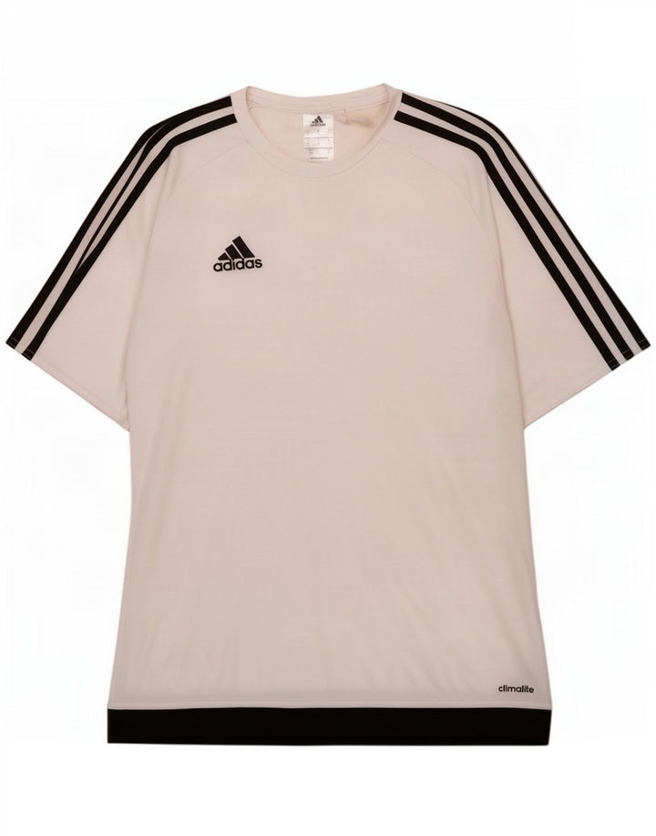 Adidas Hombre Climalite Camiseta Top Pequeño Blanco Colorblock Poliéster