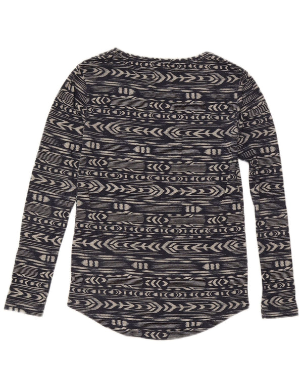 Roxy Top Mujer Manga Larga UK 6 XS Poliéster Geométrico Azul Marino