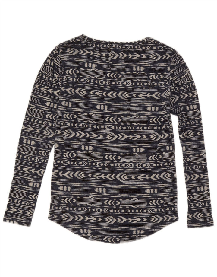 Roxy Top Mujer Manga Larga UK 6 XS Poliéster Geométrico Azul Marino