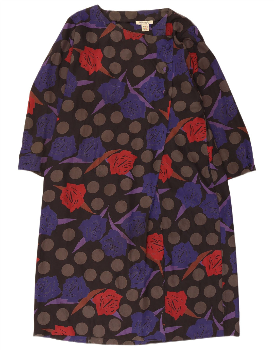 Vintage mujer manga larga tienda vestido IT 44 medio multicolor floral