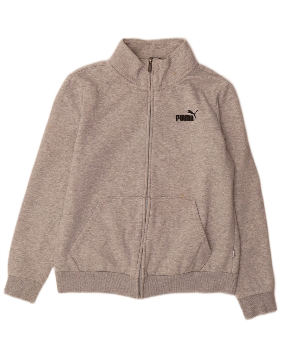 Puma Mujer Chándal Top Chaqueta UK 14 Grande Gris Algodón
