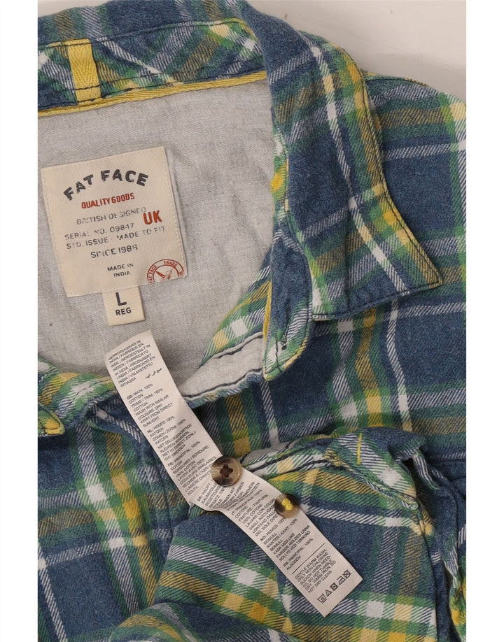 Camisa de franela para hombre de Fat Face de algodón a cuadros verdes grandes