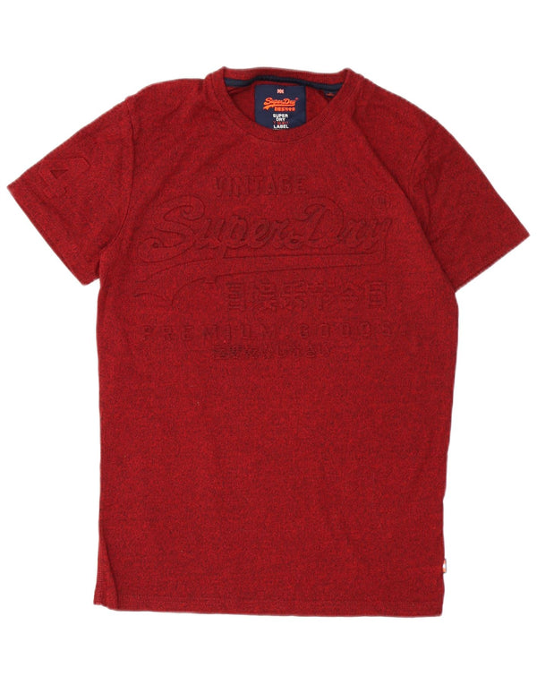 SUPERDRY Camiseta gráfica para hombre Top pequeño de algodón moteado en color burdeos