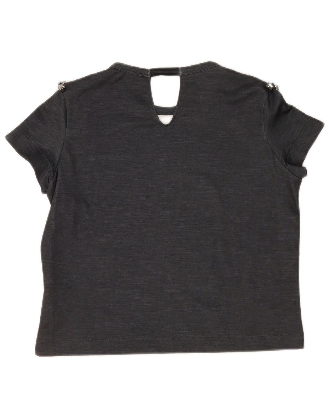 Zara Mujer Crop Camiseta Top UK 44 Poliéster Gris Medio