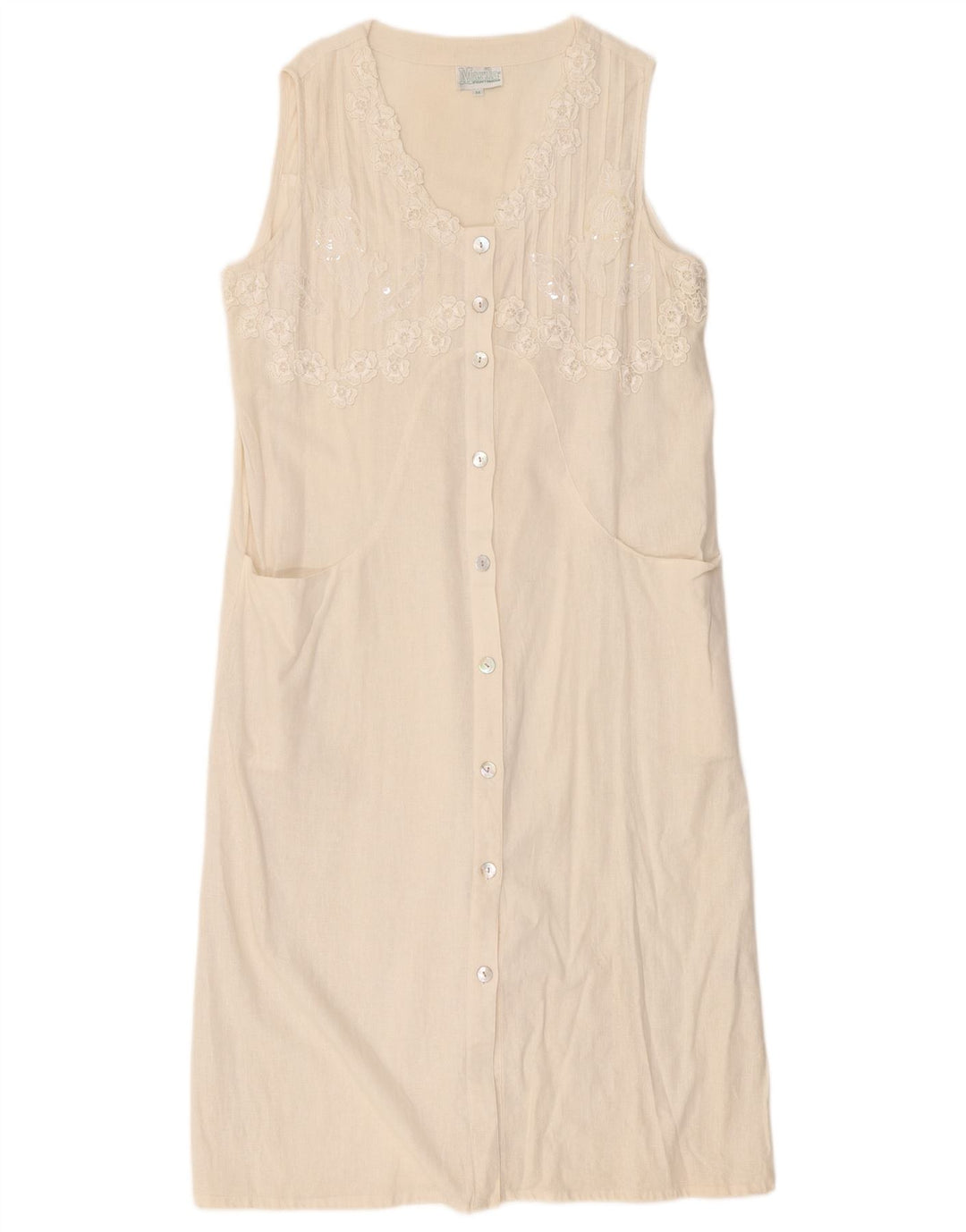 Marila Vestido recto sin mangas para mujer UK 44 Medium White Linen
