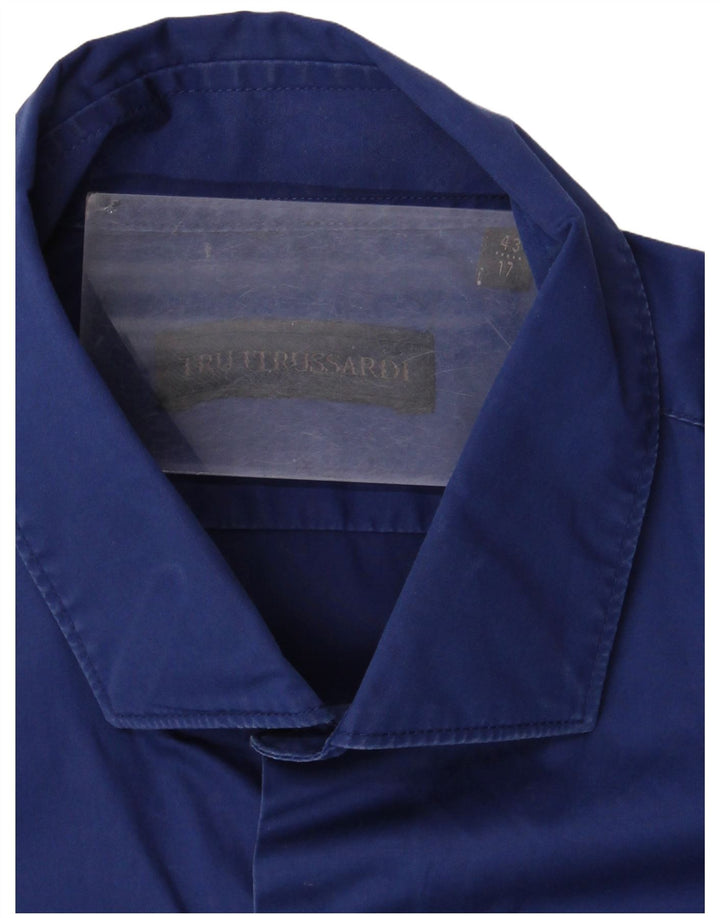 Camisa Trussardi Hombre Talla 43 17 XL Azul Algodón