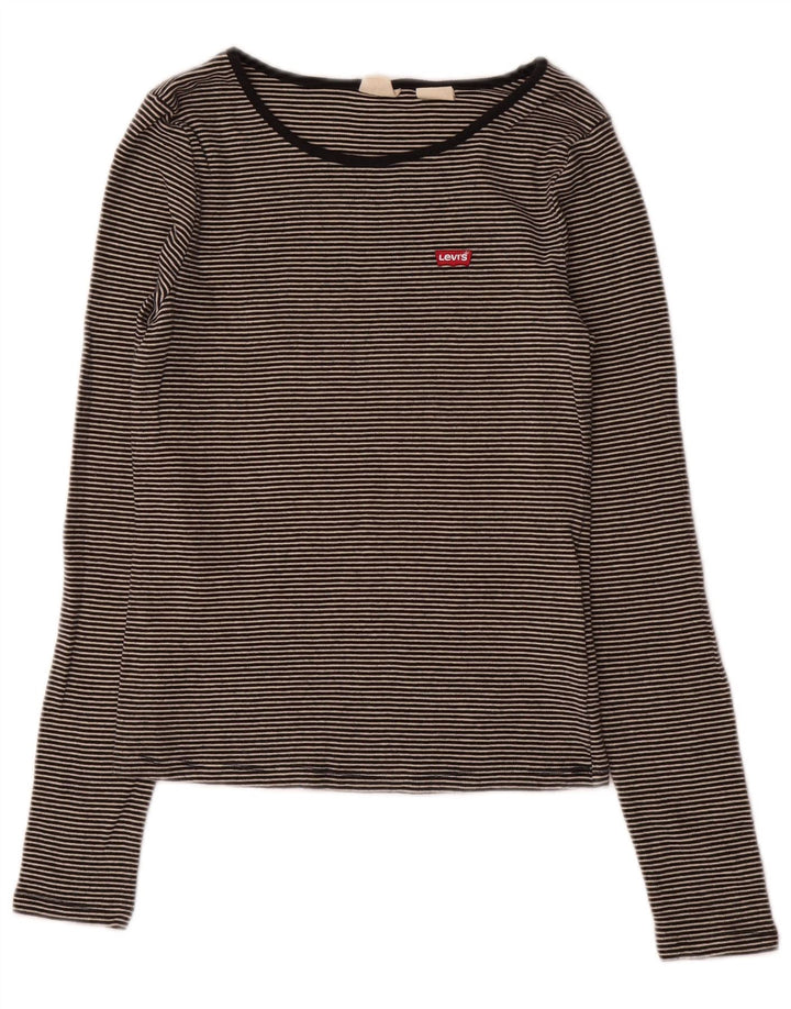 Levi's Top de manga larga para mujer UK 40 Algodón a rayas gris medio