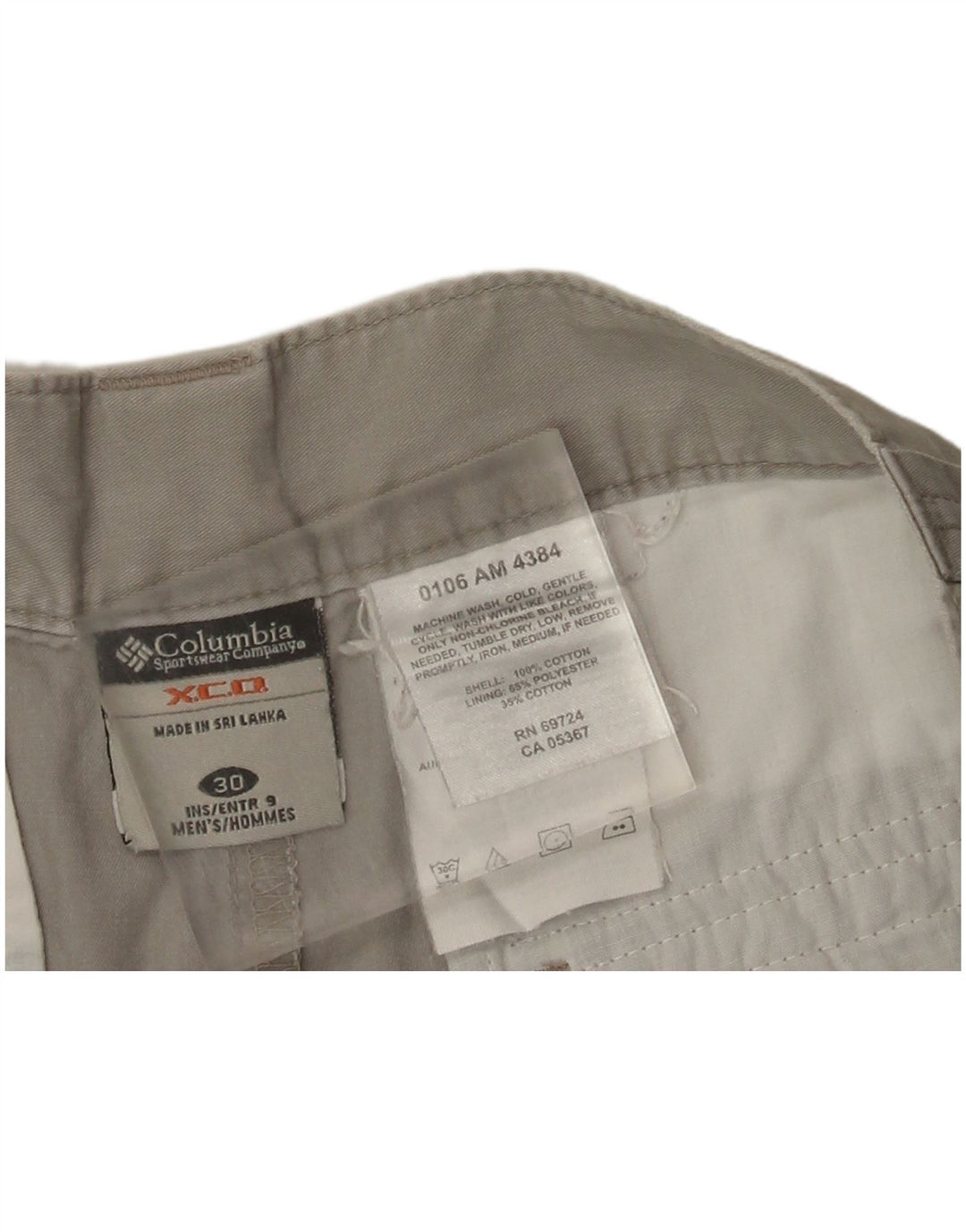 Columbia Shorts Cargo Hombre W30 Algodón Gris Medio