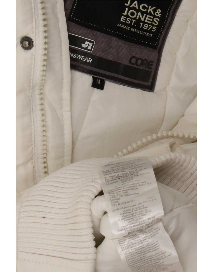 Jack & Jones Chaqueta Bomber con Capucha para Hombre UK 38 Medium Blanco Poliéster