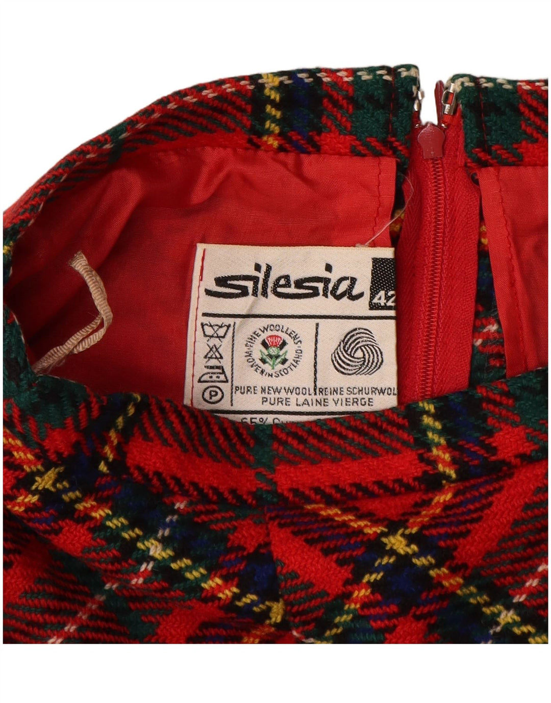 SILESIA Falda acampanada de cintura alta para mujer EU 42 Large W28 L28 Red Plaid