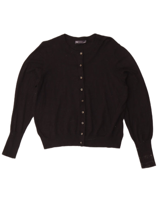 Marks & Spencer Womens Crop Cardigan Sweater UK 16 Large Black Viscose