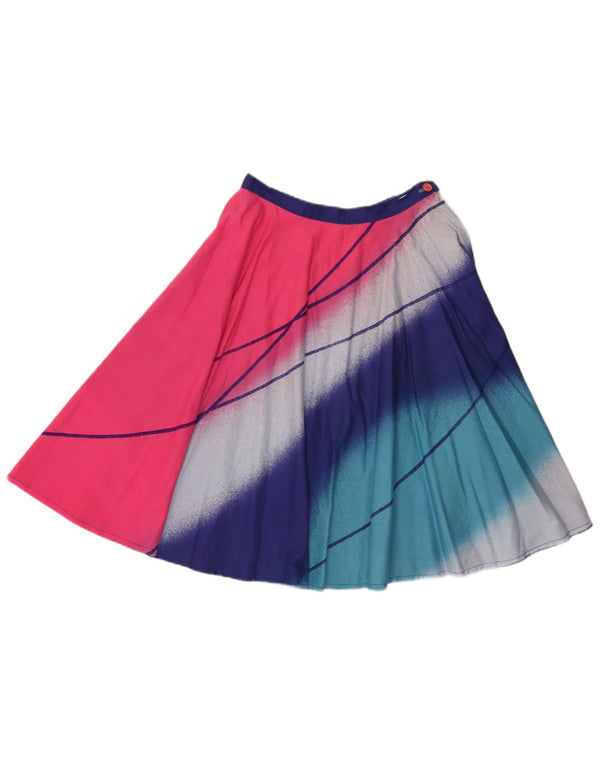 Falda evasé vintage para mujer W26 Bloque de color multicolor pequeño