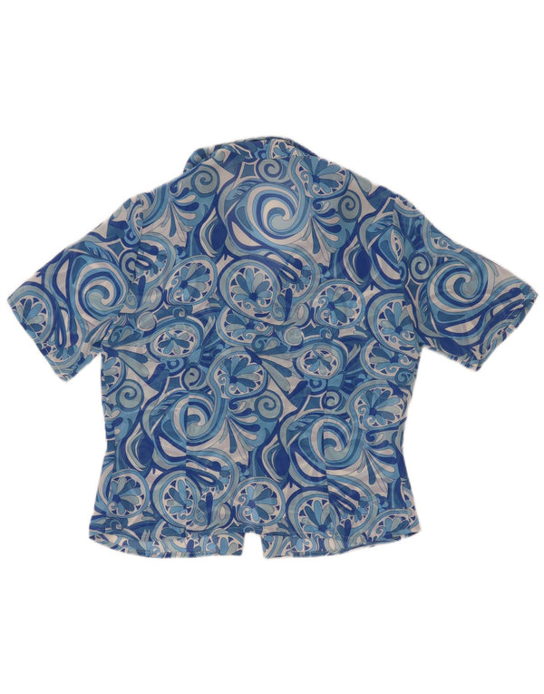 Marronetto Blusa Camisera De Manga Corta Mujer IT 44 Azul Medio Paisley