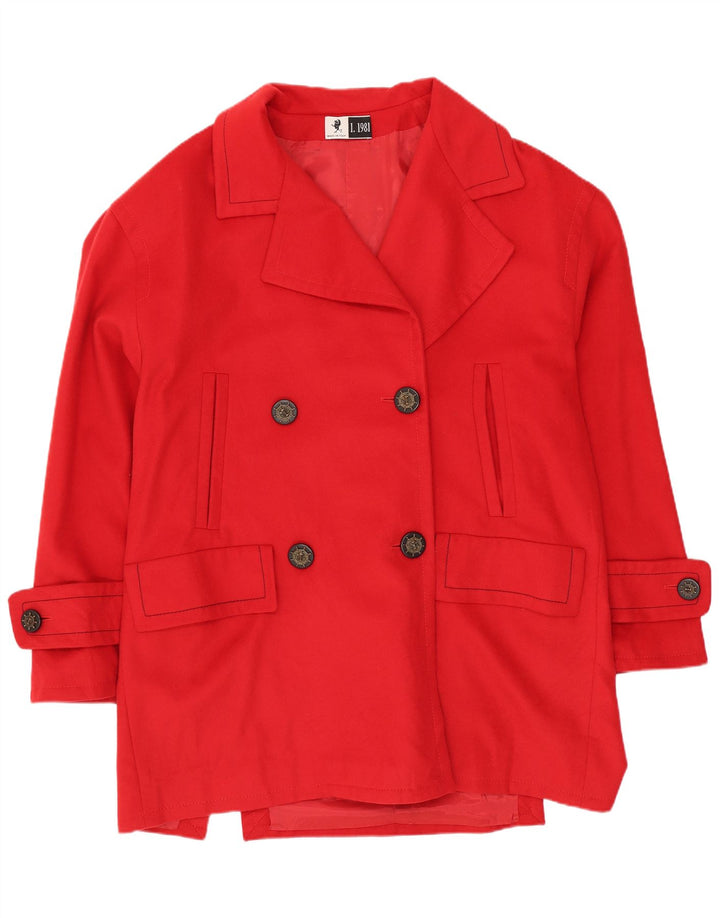 Abrigo vintage de mujer con doble botonadura IT 42 Lana roja mediana