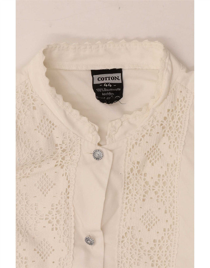 Camisa Vintage Mujer IT 44 Algodón Blanco Medio