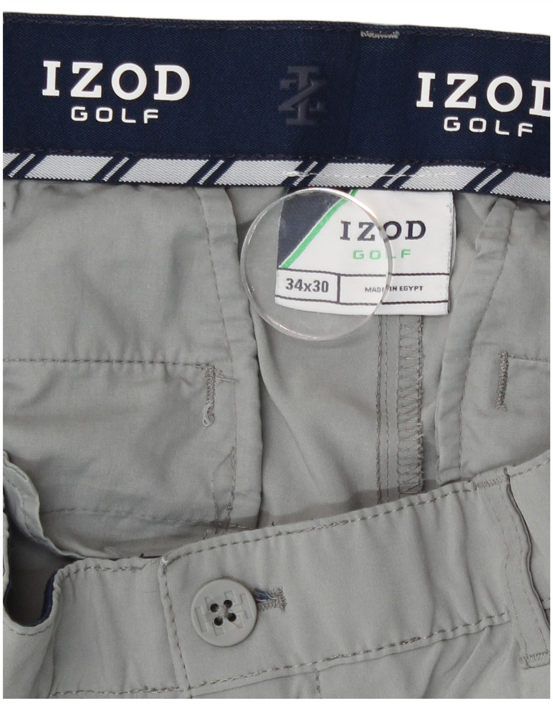 Pantalón chino Izod para hombre W34 L30 Poliéster gris