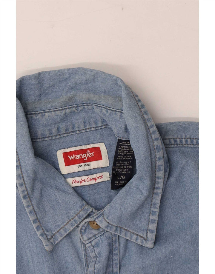 Wrangler Camisa Vaquera Regular Fit Para Hombre Algodón Azul Grande