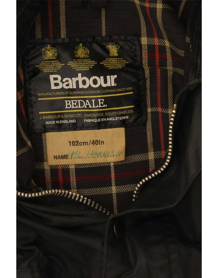 Barbour Mens Bedale Chaqueta De Algodón Encerado Tamaño 40 Mediano Negro