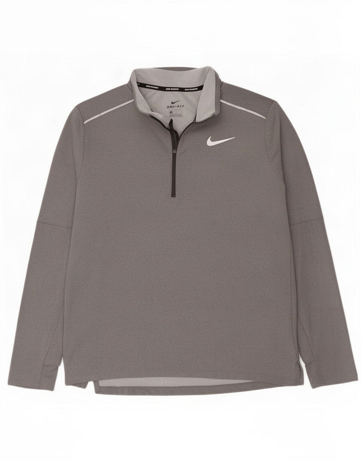 Nike Dri Fit - Chándal con cremallera y cuello para hombre, talla grande, poliéster gris