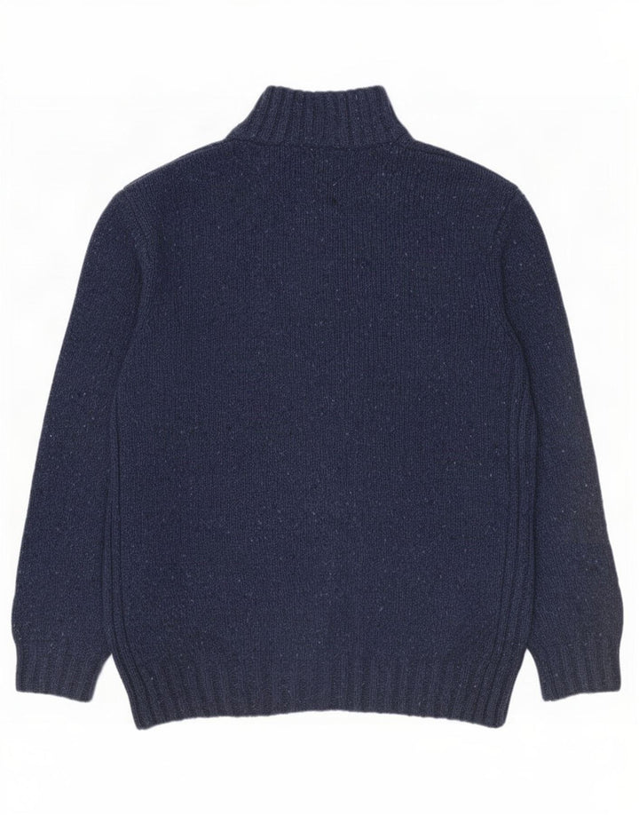 John Lewis - Jersey para hombre con cuello y cremallera, lana moteada en azul marino mediano