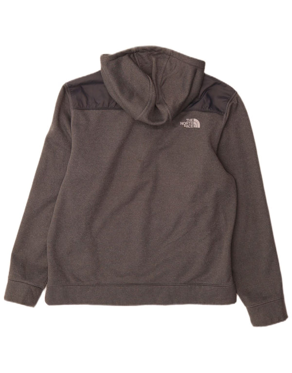 The North Face Jersey con capucha y cuello con cremallera para hombre, talla grande, poliéster color block gris