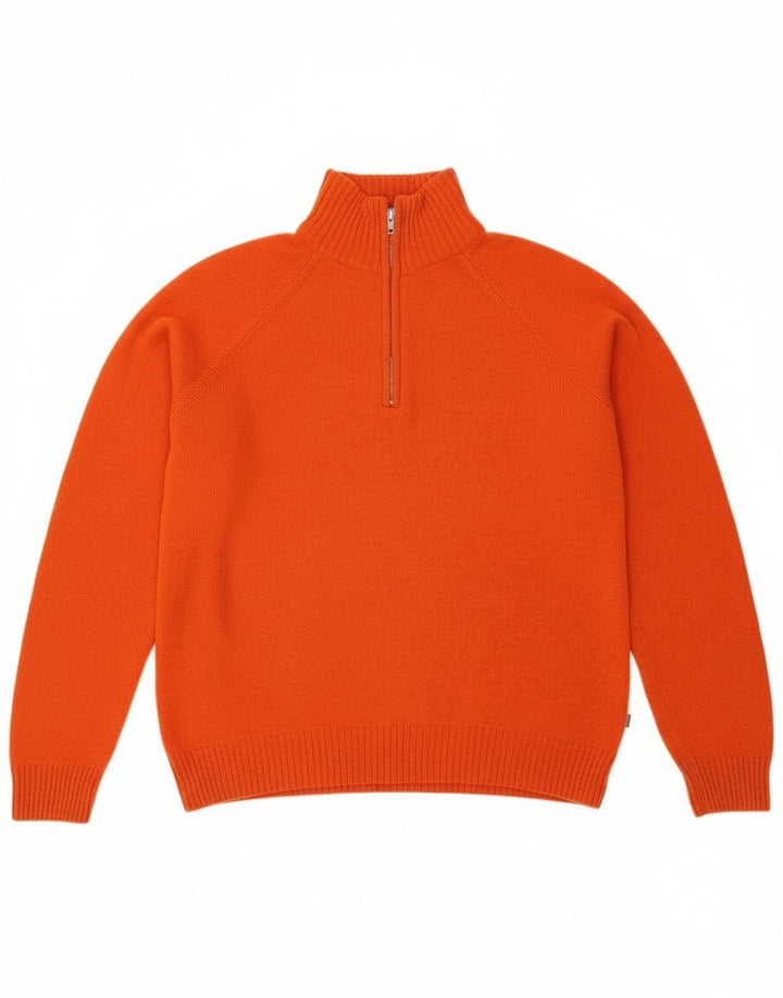 Asics Hombre Zip Neck Jumper Sweater Medium Naranja Lana