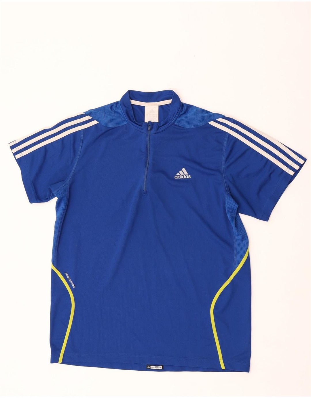 Adidas Hombre Zip Neck Camiseta Top Poliéster Azul Medio