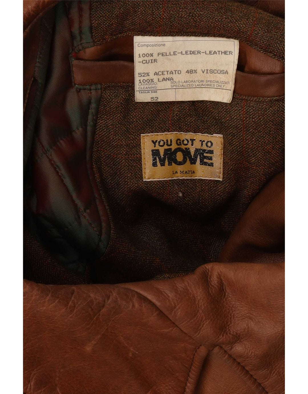 La Matta Chaqueta de cuero cruzada para hombre IT 52 XL Marrón