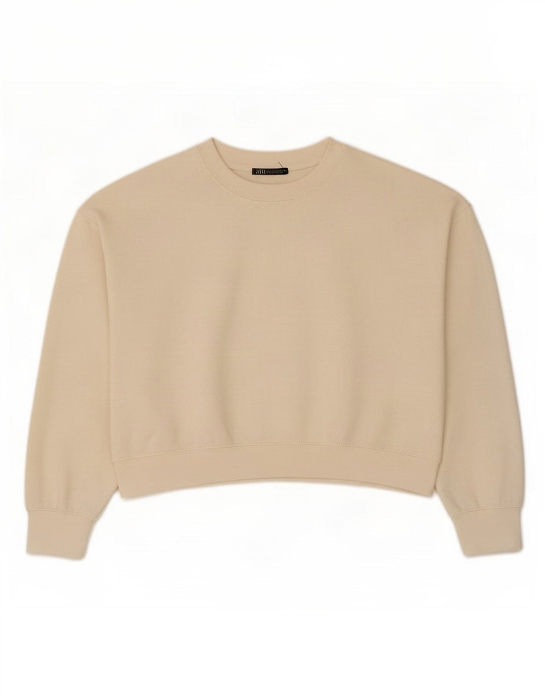 Zara Mujer Crop Sudadera De Gran Tamaño Jersey UK 14 Medium Off White