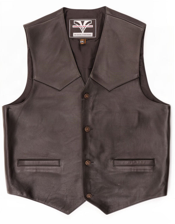Chaleco de cuero vintage para hombre 2XL negro