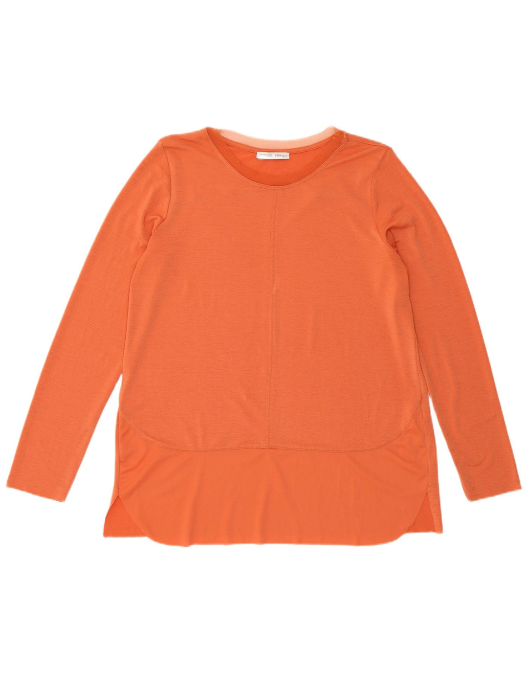 Zara Mujer Top Manga Larga ES 44 Medio Naranja Poliéster