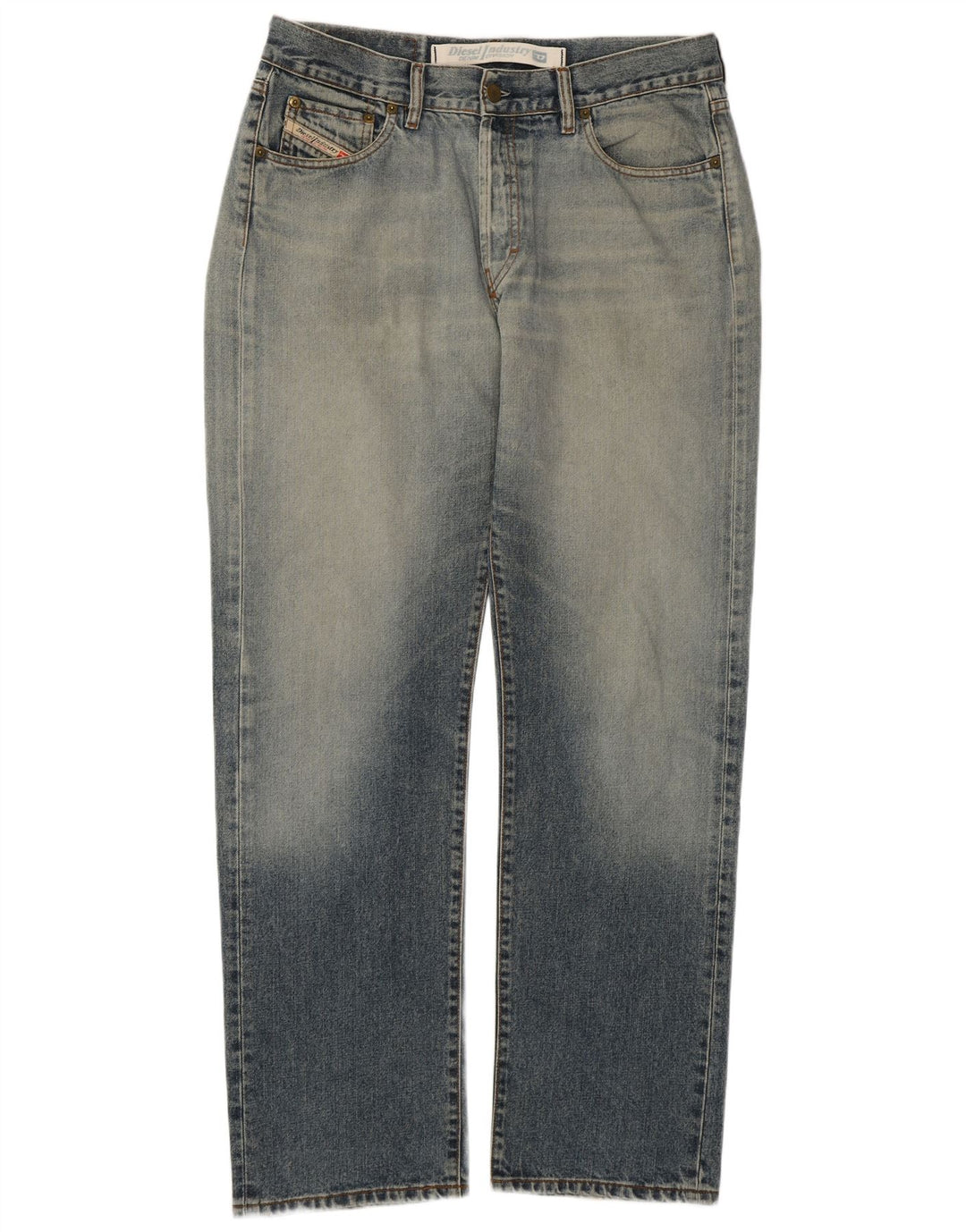 Diesel Vaqueros Rectos Desgastados Para Hombre W34 L31 Algodón Azul