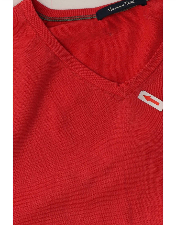 Massimo Dutti Jersey con Cuello en V para Hombre Large Rojo