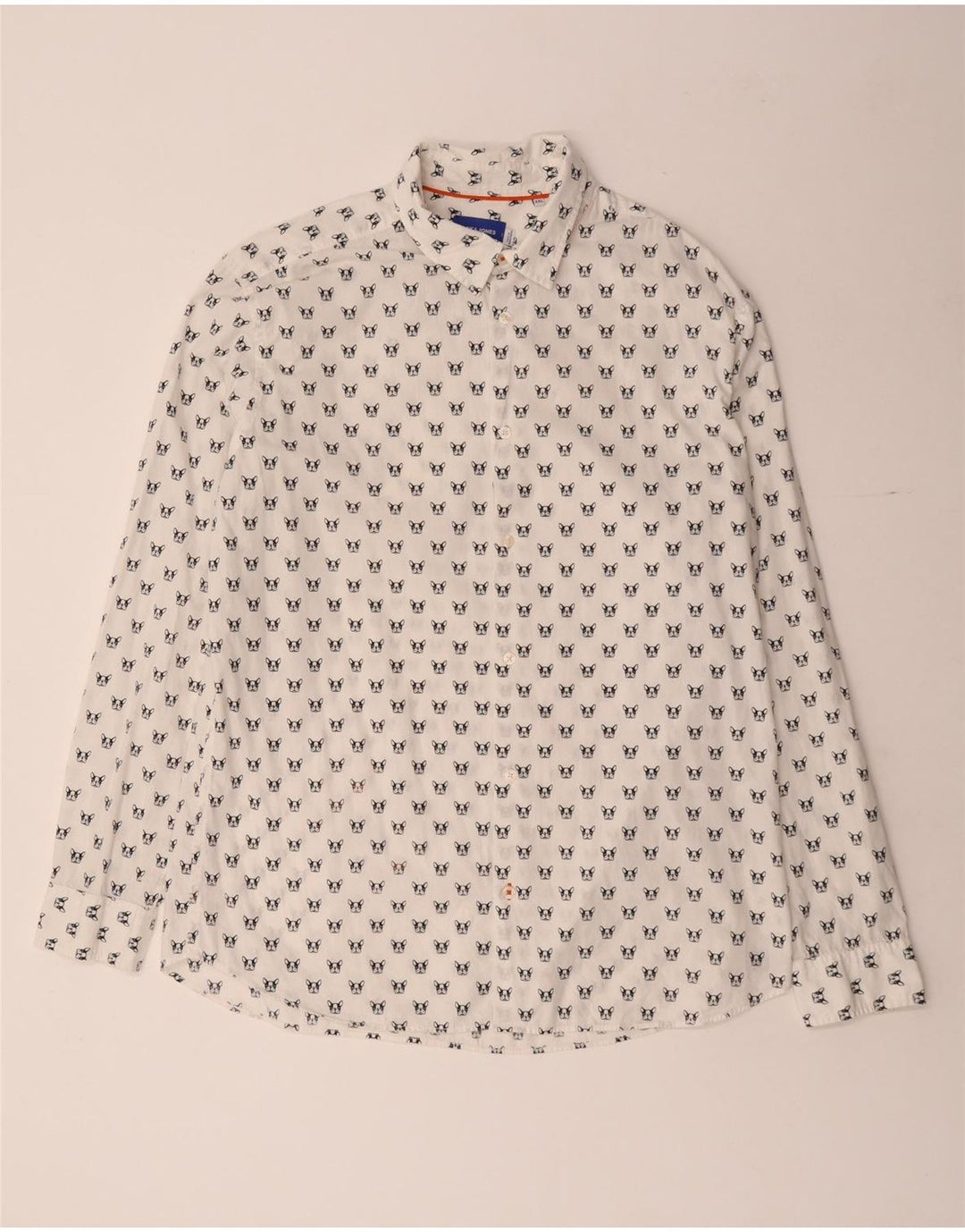 JACK & JONES Camisa Hombre 2XL Algodón Moteado Blanco