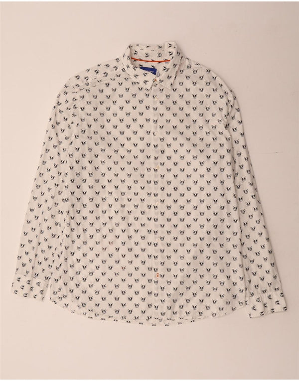 JACK & JONES Camisa Hombre 2XL Algodón Moteado Blanco