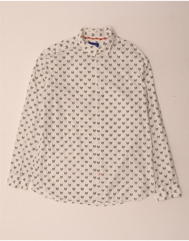 JACK & JONES Camisa Hombre 2XL Algodón Moteado Blanco
