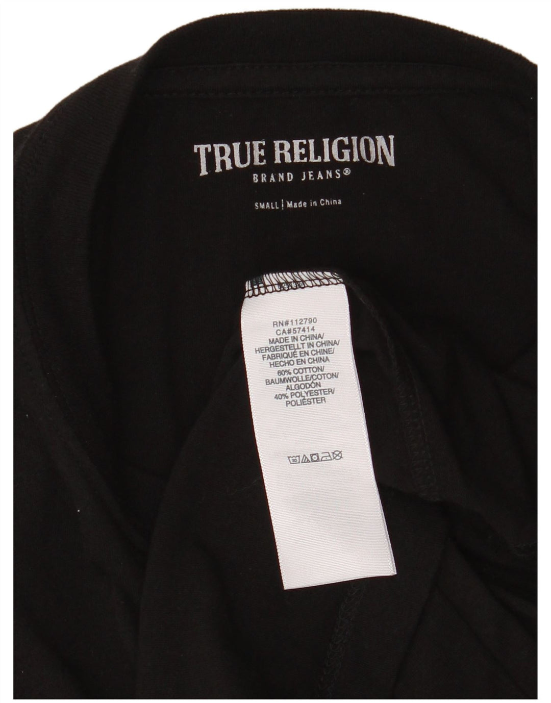 True Religion Top gráfico para hombre de manga larga de algodón negro pequeño