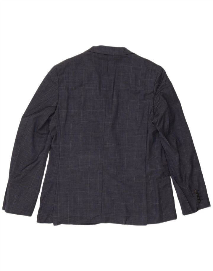 Marks & Spencer Chaqueta tipo blazer entallada con 2 botones para hombre UK 42 XL Azul marino a cuadros