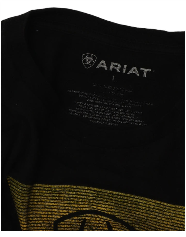 ARIAT Camiseta gráfica para hombre Top grande de algodón negro