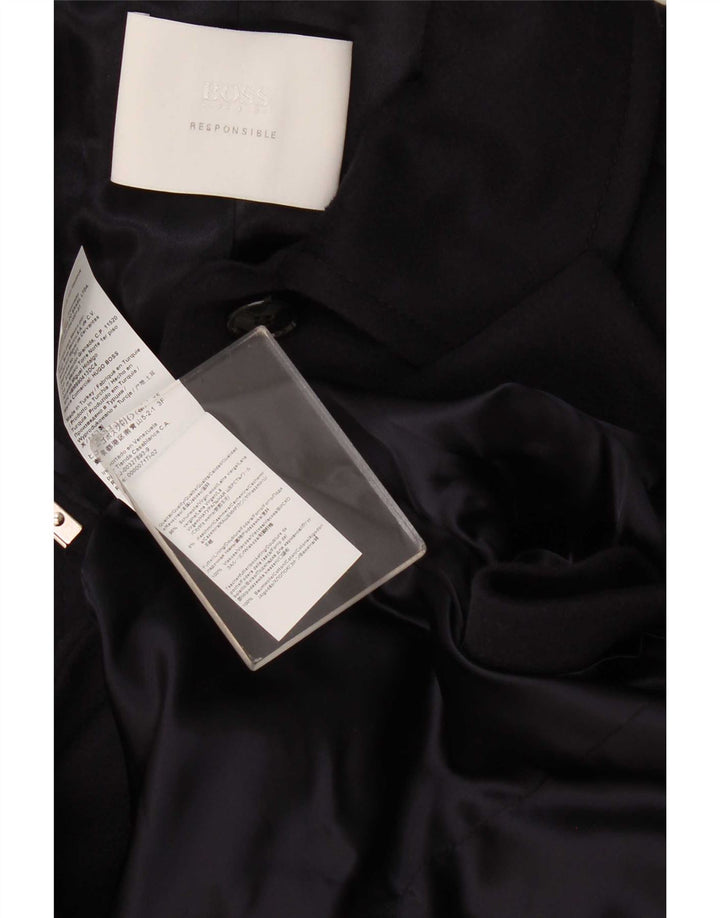 Hugo Boss Abrigo para mujer US 4 Pequeño Lana azul marino