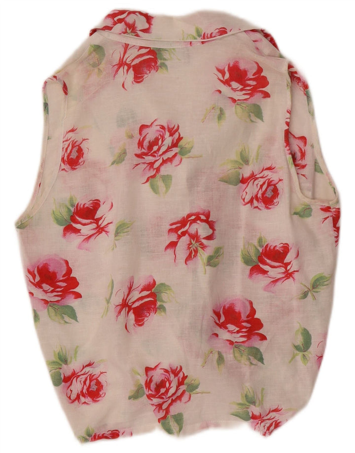 Coexis Blusa Corta Sin Mangas para Mujer IT 42 Medium White Floral