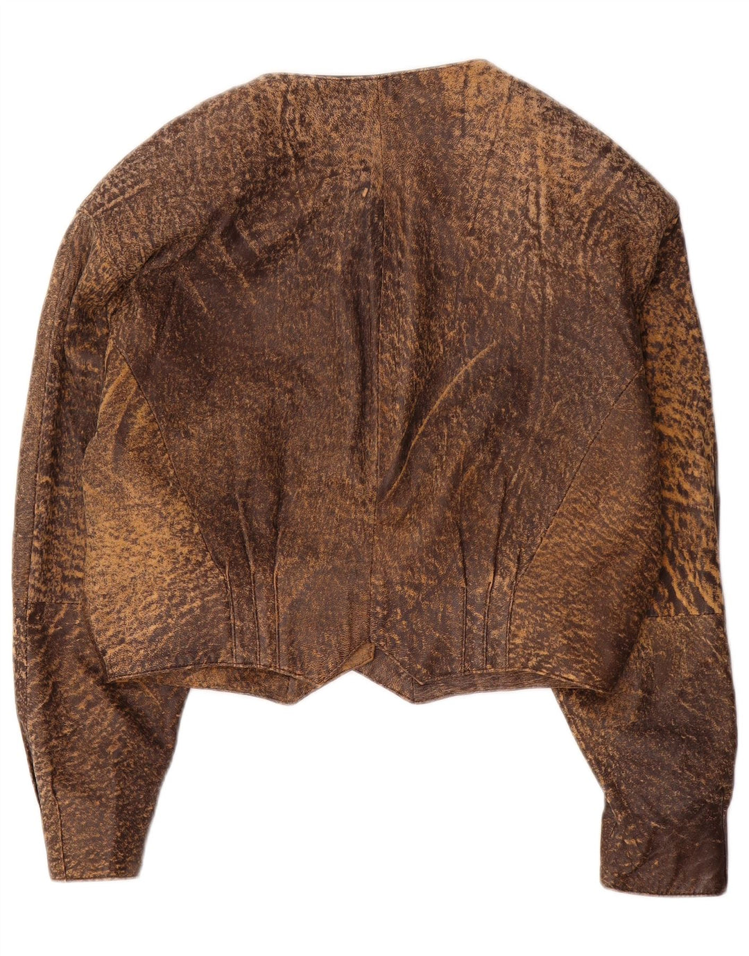 Chaqueta de cuero vintage para mujer IT 42 Cuero con estampado animal marrón medio