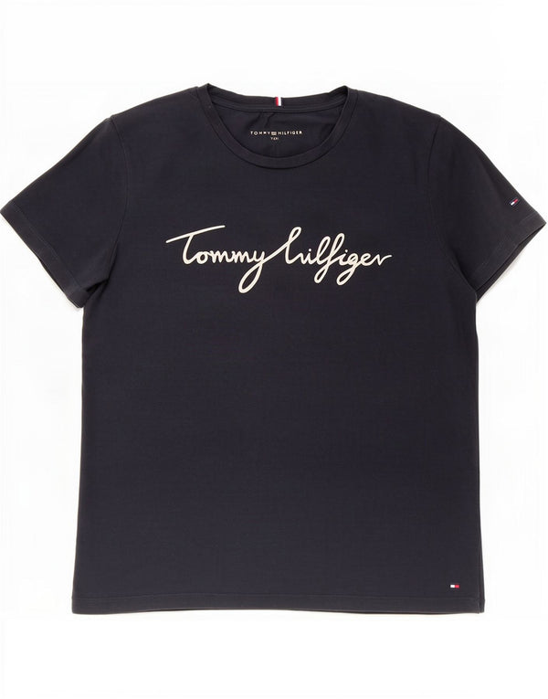 Tommy Hilfiger Camiseta gráfica para mujer Top UK 22 3XL Algodón azul marino