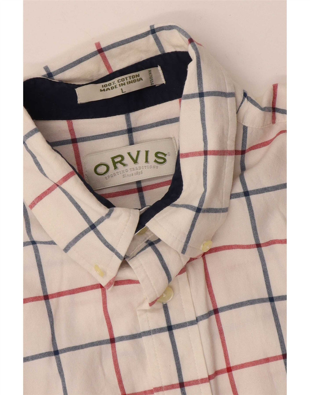 Orvis Camisa De Manga Corta Para Hombre Algodón A Cuadros Blanco Grande