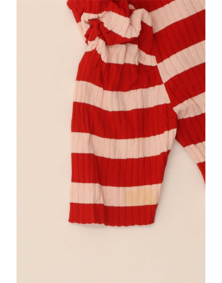 Zara Mujer Crop Top UK 8 Small Viscosa De Rayas Rojas