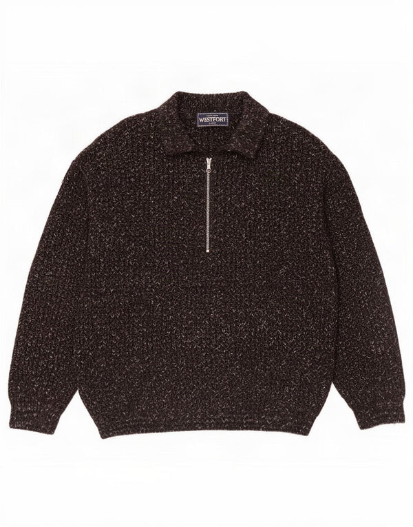 Westport Mens Polo Neck Jumper Suéter Grande Marrón Moteado Acrílico
